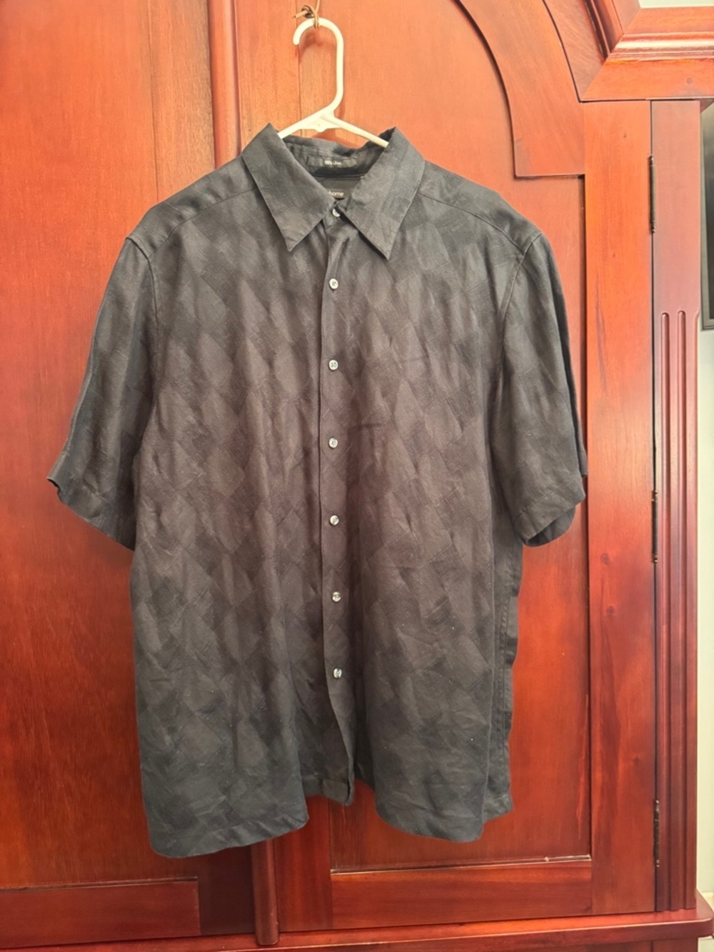 Claiborne Black Casual Button-Down Camp Shirt Linen Size XL